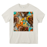 Cream thanksgiving turkey seamless pattern Heavy Core Tee - BundleAndBundleShop