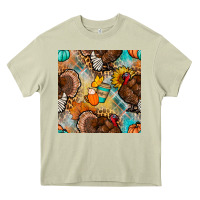 Mossy thanksgiving turkey seamless pattern Heavy Core Tee - BundleAndBundleShop