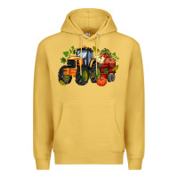 Antique Gold fall tractor with pumpkin Premium Hoodie - AdoDesignShop