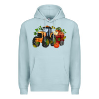 Blue Mist fall tractor with pumpkin Premium Hoodie - AdoDesignShop