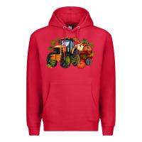 Cardinal fall tractor with pumpkin Premium Hoodie - AdoDesignShop