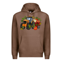 Chestnut fall tractor with pumpkin Premium Hoodie - AdoDesignShop