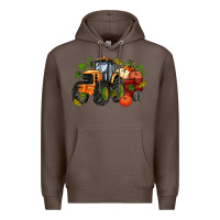 Coffee fall tractor with pumpkin Premium Hoodie - AdoDesignShop