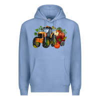 Colony Blue fall tractor with pumpkin Premium Hoodie - AdoDesignShop