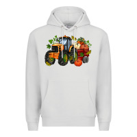 Dove Grey fall tractor with pumpkin Premium Hoodie - AdoDesignShop