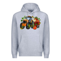 Heather Grey fall tractor with pumpkin Premium Hoodie - AdoDesignShop