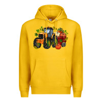 Lemon fall tractor with pumpkin Premium Hoodie - AdoDesignShop