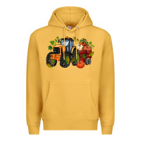 Mustard fall tractor with pumpkin Premium Hoodie - AdoDesignShop