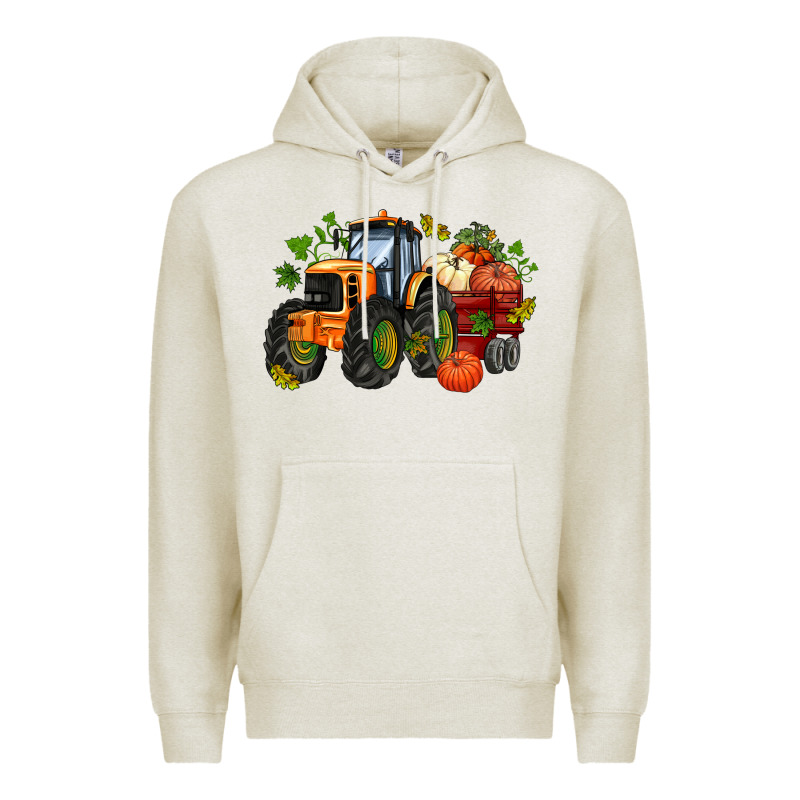 Fall Tractor With Pumpkin Premium Hoodie by AdoDesignShop | Teevron