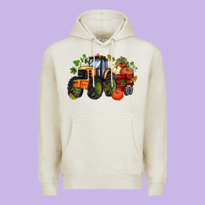 Fall Tractor With Pumpkin Premium Hoodie Designed By Adodesignshop