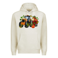 Oatmeal Heather fall tractor with pumpkin Premium Hoodie - AdoDesignShop