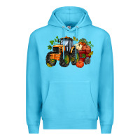 Ocean Blue fall tractor with pumpkin Premium Hoodie - AdoDesignShop