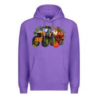 Purple fall tractor with pumpkin Premium Hoodie - AdoDesignShop