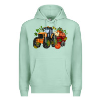 Seafoam fall tractor with pumpkin Premium Hoodie - AdoDesignShop