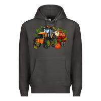 Smoke fall tractor with pumpkin Premium Hoodie - AdoDesignShop