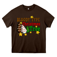 Chocolate Brown Bloody Type Christmas Tree Heavy Core Tee - FaDigitalArtStudio