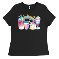 Black Unicorn Coffee Cups Ladies Tee - Artiststas
