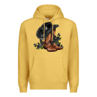 Antique Gold black cowgirl  and roses Premium Hoodie - AdoDesignShop
