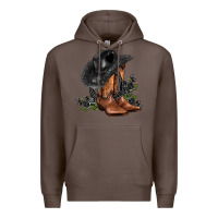 Coffee black cowgirl  and roses Premium Hoodie - AdoDesignShop