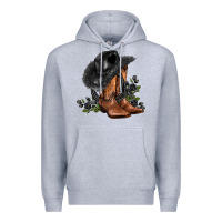 Heather Grey black cowgirl  and roses Premium Hoodie - AdoDesignShop