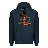 Navy black cowgirl  and roses Premium Hoodie - AdoDesignShop