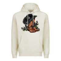 Oatmeal Heather black cowgirl  and roses Premium Hoodie - AdoDesignShop