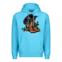 Ocean Blue black cowgirl  and roses Premium Hoodie - AdoDesignShop
