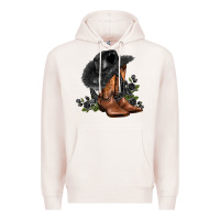 Pale Pink black cowgirl  and roses Premium Hoodie - AdoDesignShop