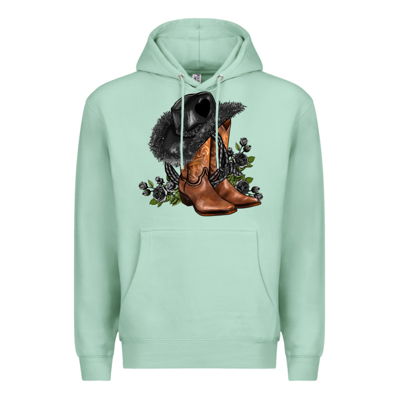 Black Cowgirl  And Roses Premium Hoodie by AdoDesignShop | Teevron