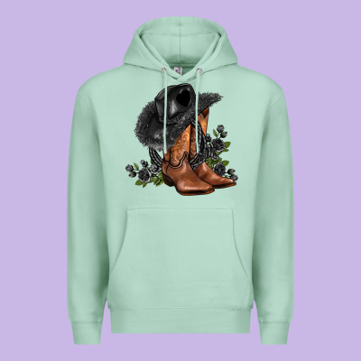Black Cowgirl  And Roses Premium Hoodie Designed By Adodesignshop