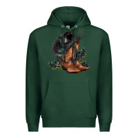 Sports Green black cowgirl  and roses Premium Hoodie - AdoDesignShop