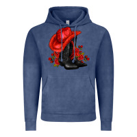 Vintage Denim valentines day cowboy boots red  and roses Vintage Hoodie - AdoDesignShop