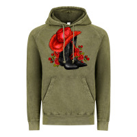 Vintage Olive valentines day cowboy boots red  and roses Vintage Hoodie - AdoDesignShop