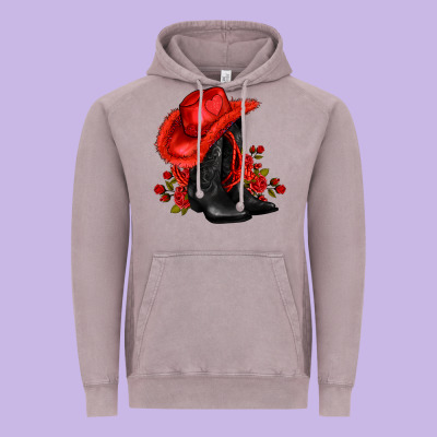 Valentines Day Cowboy Boots Red  And Roses Vintage Hoodie Designed By Adodesignshop