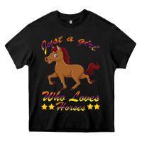 Black Just a girl who loves horses Heavy Core Tee - Bettercallsaul