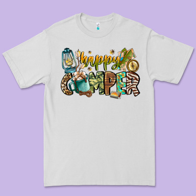 Happy Camper Premium Tee Designed By Cowhidedigitalart