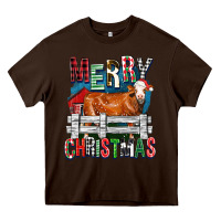 Chocolate Brown merry christmas simmental cow Heavy Core Tee - FaDigitalArtStudio