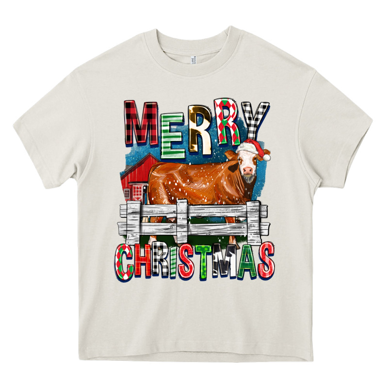 Merry Christmas Simmental Cow Heavy Core Tee by FaDigitalArtStudio | Teevron