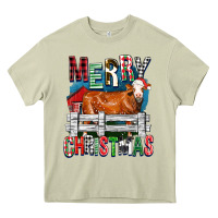 Mossy merry christmas simmental cow Heavy Core Tee - FaDigitalArtStudio