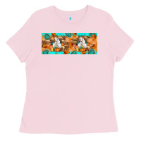 Bubblegum Pink Goat Family Fall Ladies Tee - Artiststas