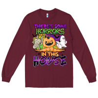 Burgundy theres some horrors in this house Long Sleeve Tee - BarkalooDesign