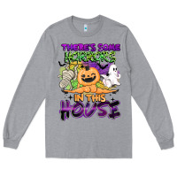 Heather Grey theres some horrors in this house Long Sleeve Tee - BarkalooDesign