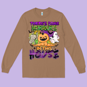 Theres Some Horrors In This House Long Sleeve Tee Designed By Barkaloodesign