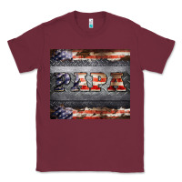 Burgundy papa metal and american flag tumbler Classic Tee - BarkalooDesign