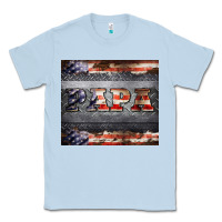 Dusty Blue papa metal and american flag tumbler Classic Tee - BarkalooDesign