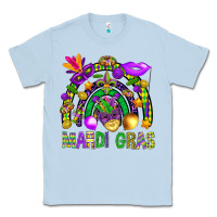 Dusty Blue Mardi Gras Rainbow Classic Tee - BundleAndBundleShop