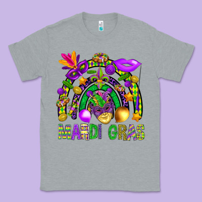 Mardi Gras Rainbow Classic Tee Designed By Bundleandbundleshop