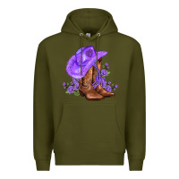 Army Green purple cowgirl  and roses Premium Hoodie - AdoDesignShop