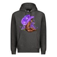 Charcoal Heather purple cowgirl  and roses Premium Hoodie - AdoDesignShop