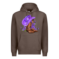 Coffee purple cowgirl  and roses Premium Hoodie - AdoDesignShop